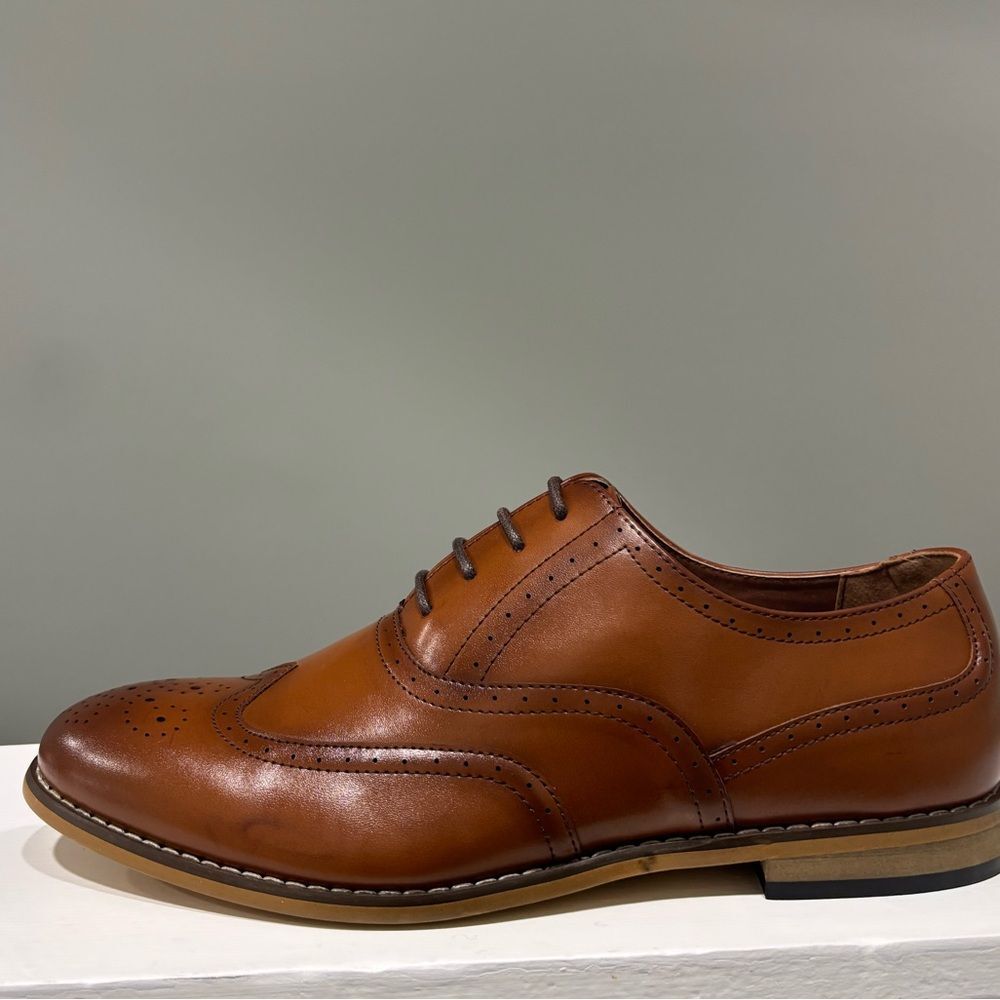 NWOT Stacy Adam’s Classic Brown Faux Leather Oxford Dress Shoes-size 6.5 - Picture 8 of 15